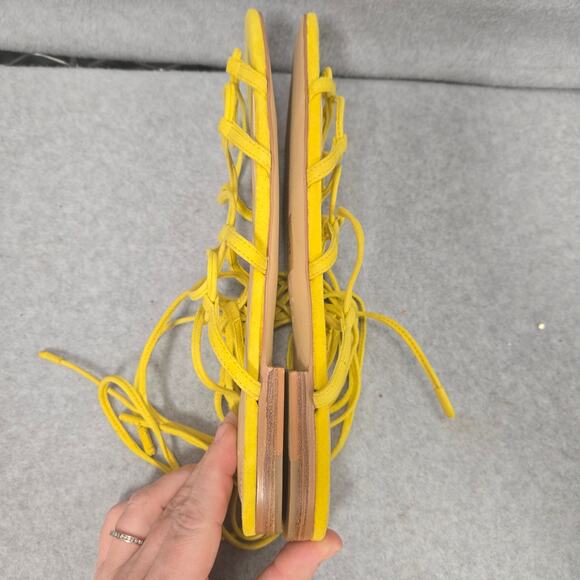 NWOT Marc Fisher Yellow Mahalia Ankle Wrap Sandals Size 10 - Picture 8 of 9